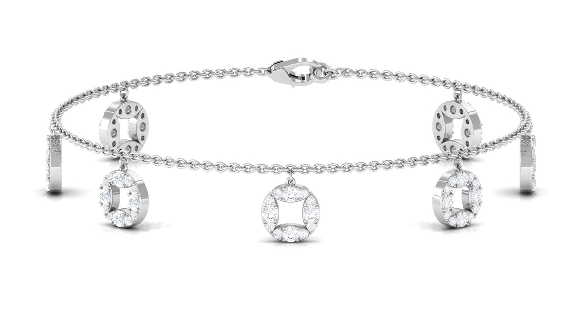 Minimal Moissanite chain charm bracelet for women by Rosec Jewels, featuring delicate design and sparkling moissanite stones.
