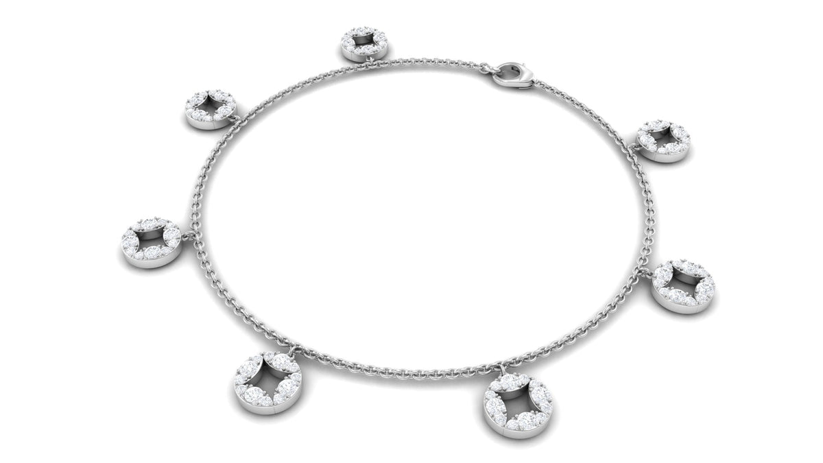 Minimal Moissanite chain charm bracelet for women by Rosec Jewels, featuring delicate design and sparkling gemstones.