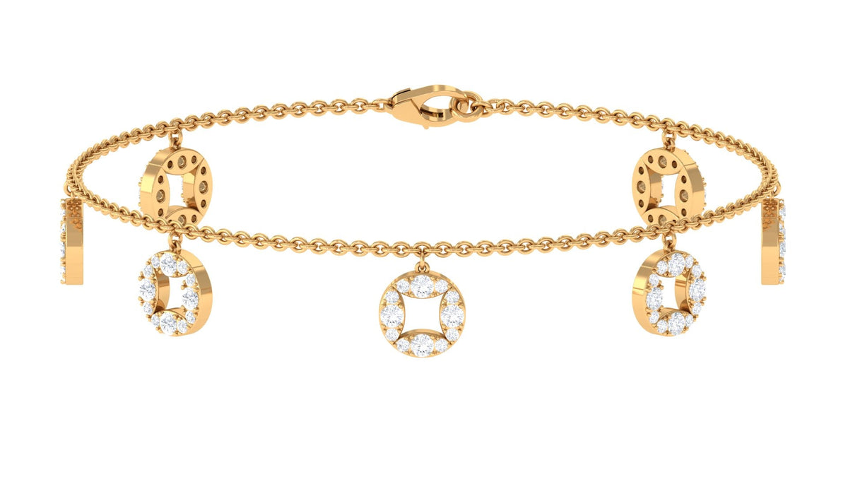Minimal moissanite chain charm bracelet for women by Rosec Jewels, featuring delicate links and sparkling gemstone accents.