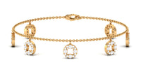 Minimal moissanite chain charm bracelet for women by Rosec Jewels, featuring delicate silver chain with sparkling moissanite accents.