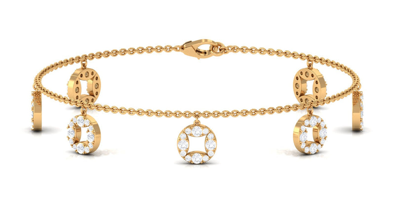 Minimal moissanite chain charm bracelet for women by Rosec Jewels, featuring delicate silver chain with sparkling moissanite accents.