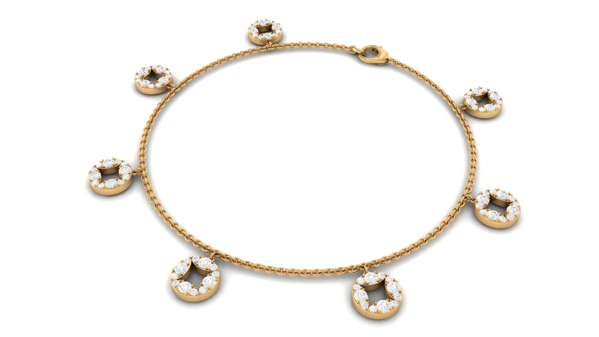Minimal Moissanite chain charm bracelet for women with sparkling stones, designed by Rosec Jewels.