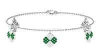 Certified Lab Grown Emerald Chain Charm Bracelet with Moissanite