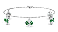 Certified Lab Grown Emerald Chain Charm Bracelet with Moissanite