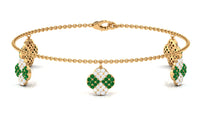 Certified Lab Grown Emerald Chain Charm Bracelet with Moissanite