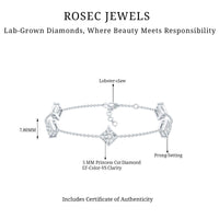 Certified Princess Cut Lab Grown Diamond Wedding Chain Bracelet