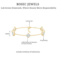 Certified Princess Cut Lab Grown Diamond Wedding Chain Bracelet