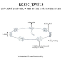Princess Cut Lab Grown Diamond Station Chain Bracelet