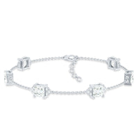Princess Cut Lab Grown Diamond Station Chain Bracelet