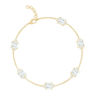 Princess Cut Lab Grown Diamond Station Chain Bracelet