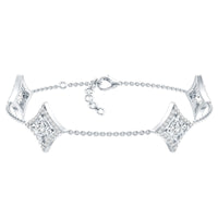 Certified Princess Cut Lab Grown Diamond Bridal Bracelet