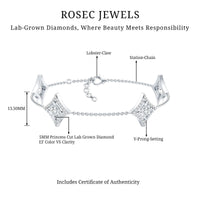 Certified Princess Cut Lab Grown Diamond Bridal Bracelet