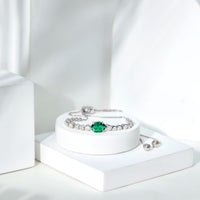 Certified 1.2 Carat Oval Lab Grown Emerald Bolo Bracelet with Diamond