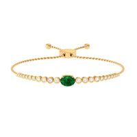 Certified 1.2 Carat Oval Lab Grown Emerald Bolo Bracelet with Diamond