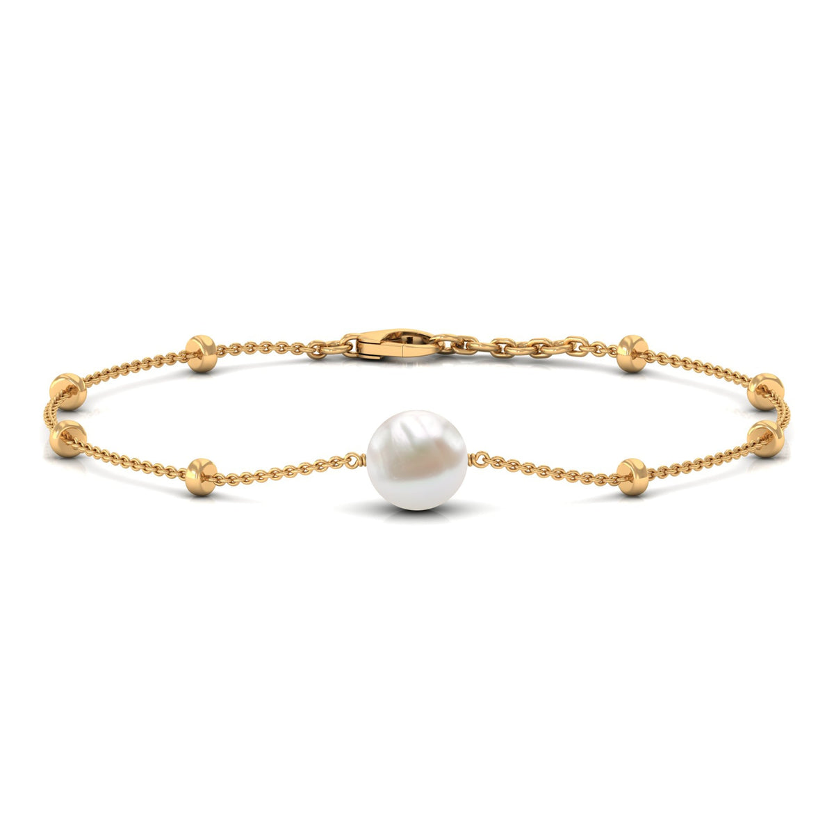 Cultured 7.48 Carat Freshwater Pearl Chain Bracelet