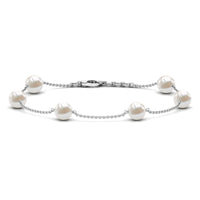 Real Freshwater Pearl Station Bracelet for Women