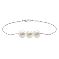 Cultured Freshwater Pearl 3 Stone Bracelet for Women