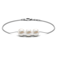 Cultured Freshwater Pearl 3 Stone Bracelet for Women
