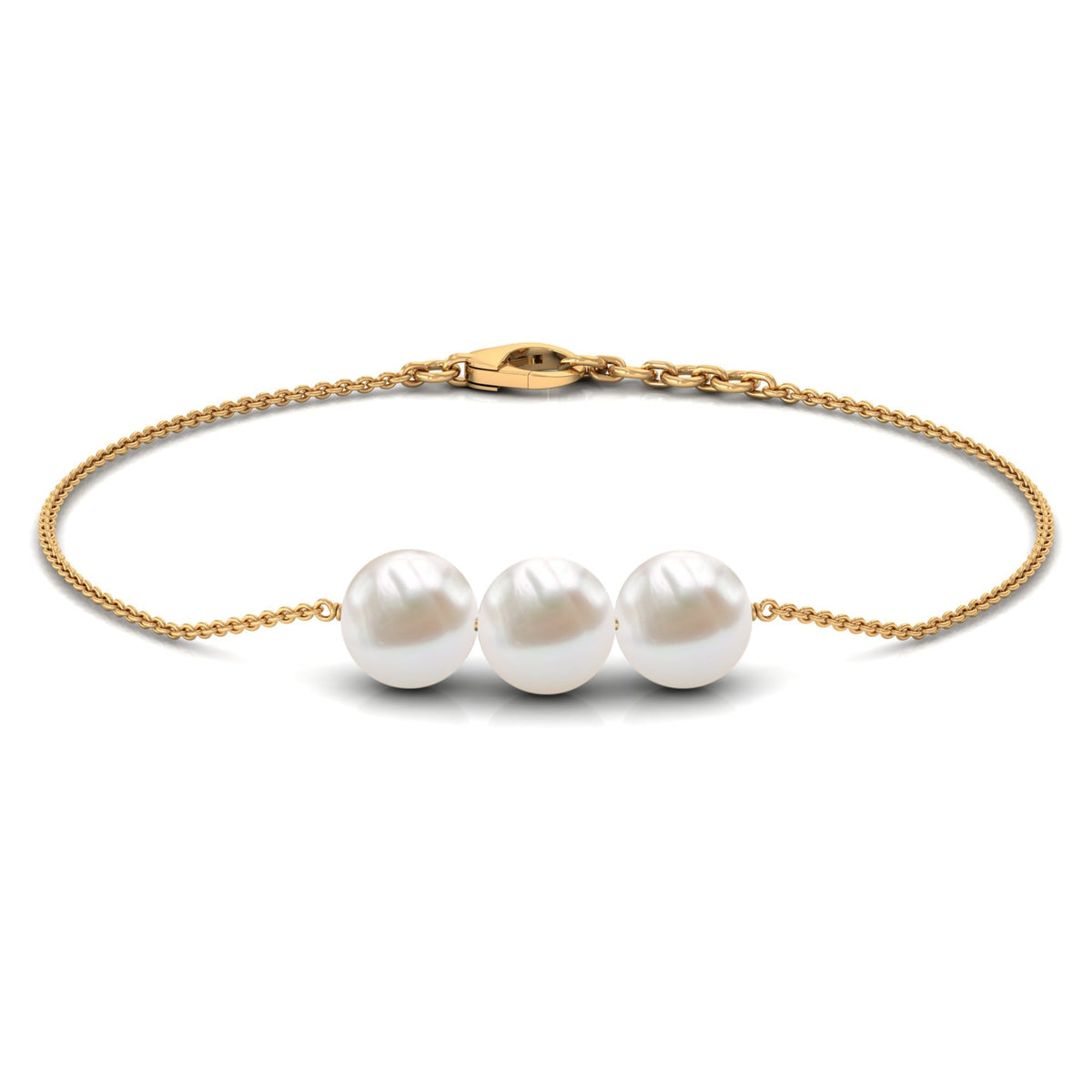 Cultured Freshwater Pearl 3 Stone Bracelet for Women