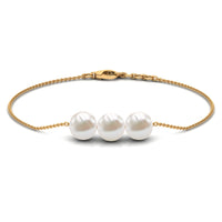 Cultured Freshwater Pearl 3 Stone Bracelet for Women