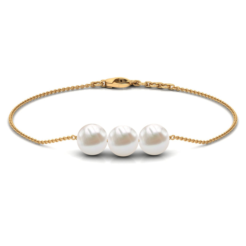 Cultured Freshwater Pearl 3 Stone Bracelet for Women