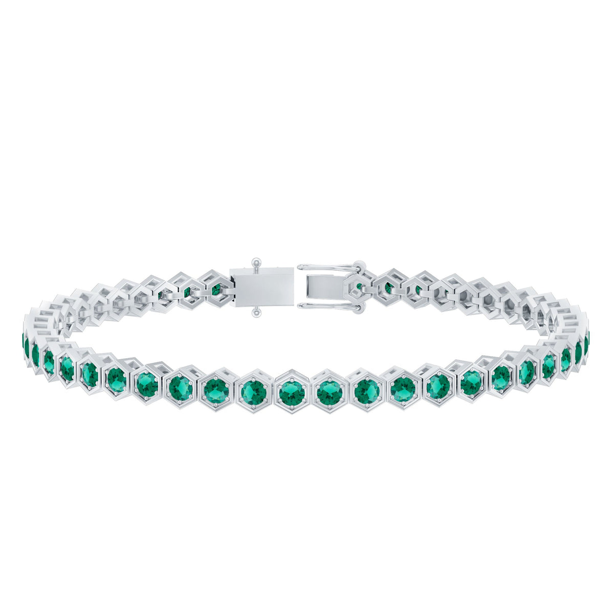 Certified Lab Grown Emerald Hexagon Tennis Bracelet for Women