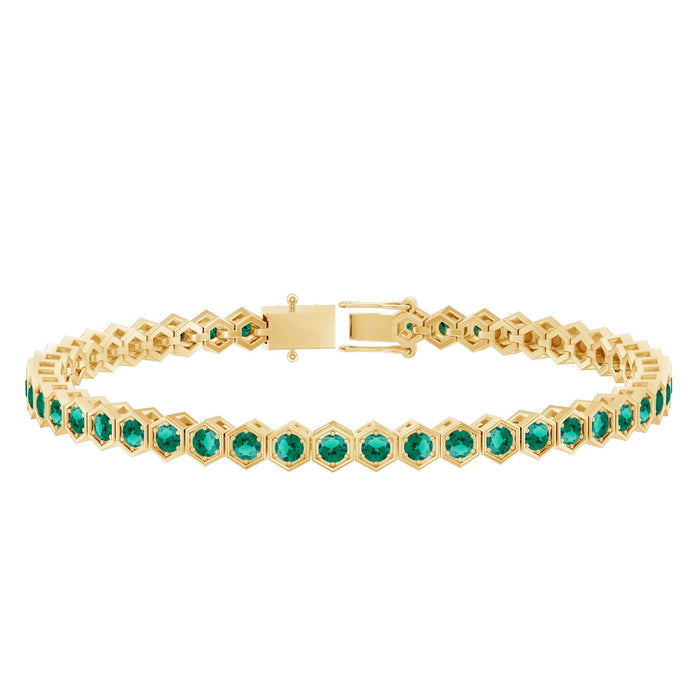 Certified Lab Grown Emerald Hexagon Tennis Bracelet for Women