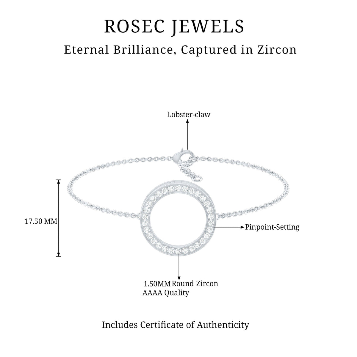 Cubic Zirconia Open Circle Chain Bracelet