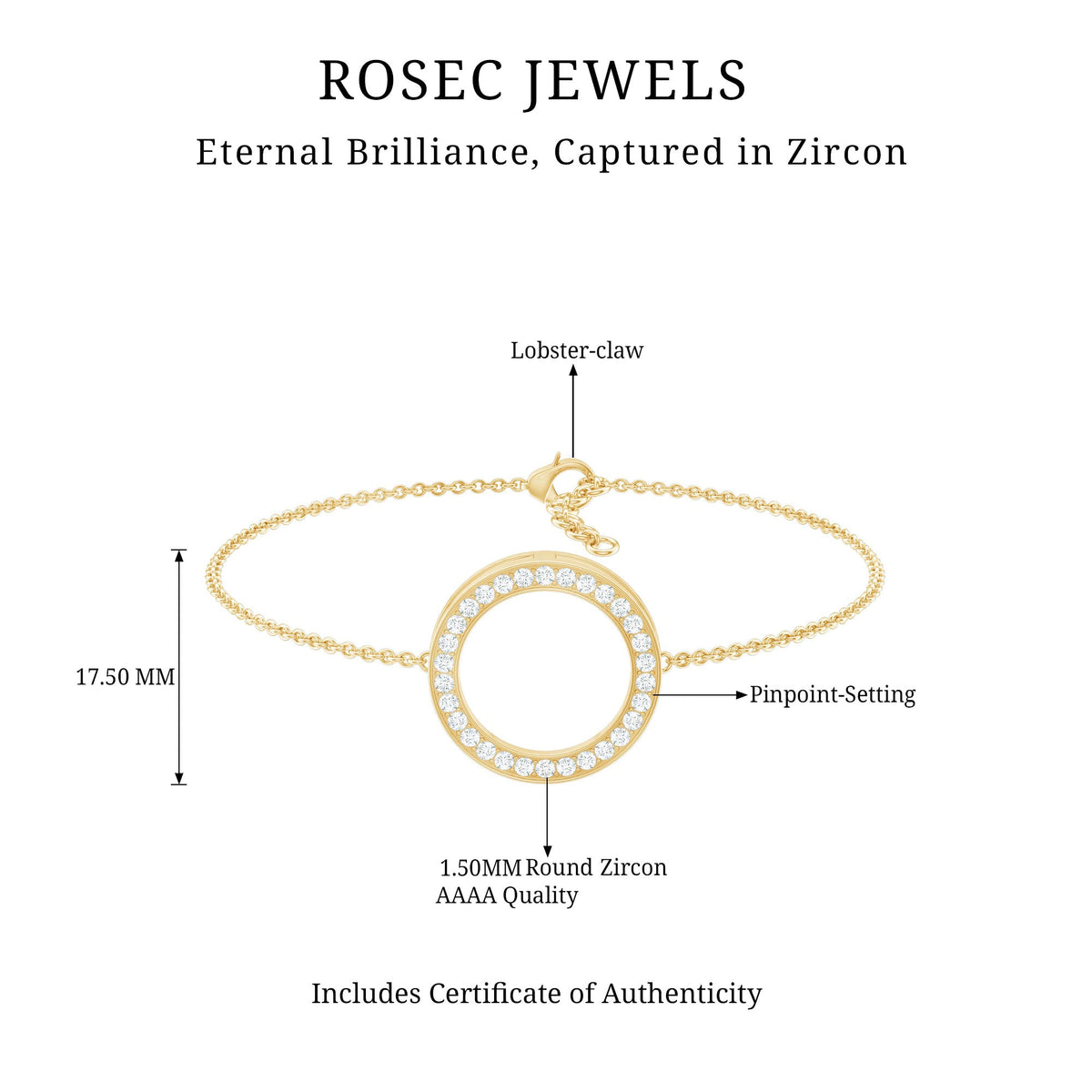 Cubic Zirconia Open Circle Chain Bracelet
