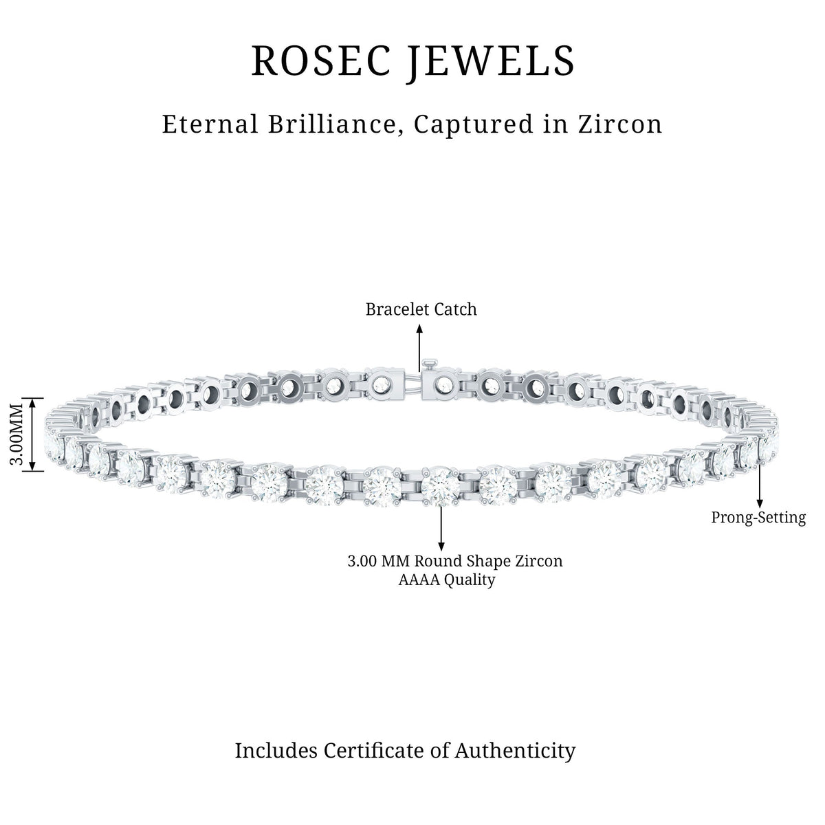 Round Shape Cubic Zirconia Tennis Bracelet