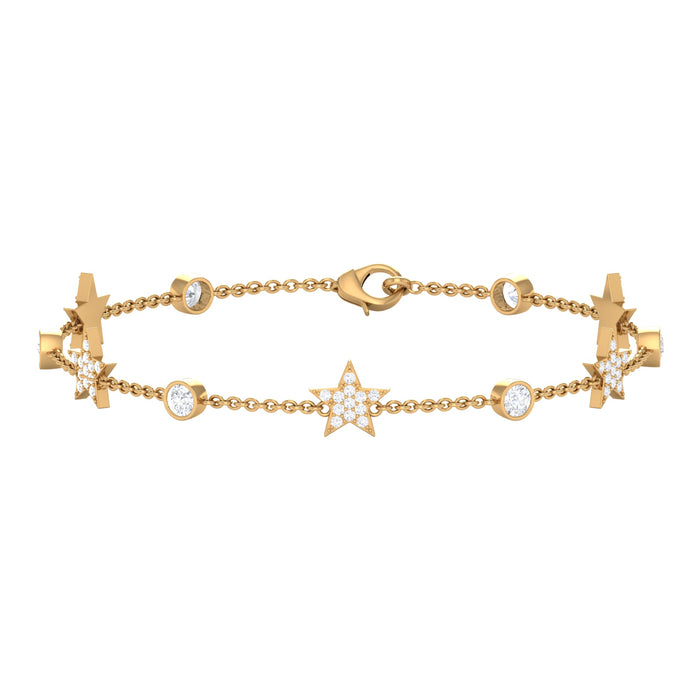 Certified Moissanite Station Star Bracelet for Women