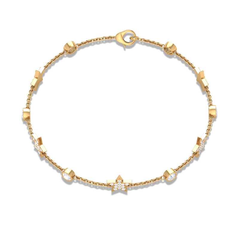 Certified Moissanite Station Star Bracelet for Women