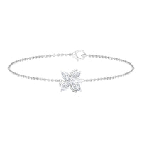 Certified Moissanite Flower Chain Bracelet for Women