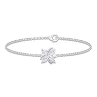 Certified Moissanite Flower Chain Bracelet for Women