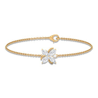 Certified Moissanite Flower Chain Bracelet for Women