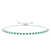 Certified Lab Grown Diamond and Emerald Bolo Bracelet For Wedding