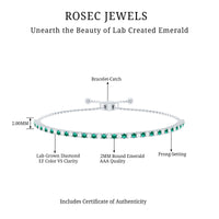 Certified Lab Grown Diamond and Emerald Bolo Bracelet For Wedding