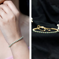 Certified Lab Grown Diamond and Emerald Bolo Bracelet For Wedding
