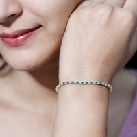 Certified Lab Grown Diamond and Emerald Bolo Bracelet For Wedding