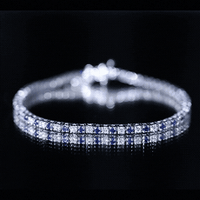 Certified Lab Grown Diamond and Sapphire Wedding Tennis Bracelet