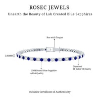 Certified Lab Grown Diamond and Sapphire Wedding Tennis Bracelet