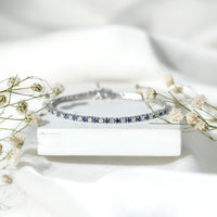 Certified Lab Grown Diamond and Sapphire Wedding Tennis Bracelet