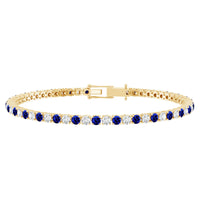 Certified Lab Grown Diamond and Sapphire Wedding Tennis Bracelet