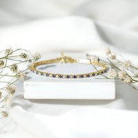 Certified Lab Grown Diamond and Sapphire Wedding Tennis Bracelet