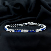 Prong Set Lab Grown Diamond Sapphire Eternity Tennis Bracelet
