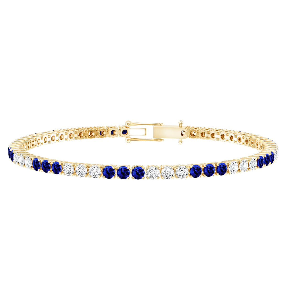 Prong Set Lab Grown Diamond Sapphire Eternity Tennis Bracelet
