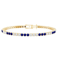 Prong Set Lab Grown Diamond Sapphire Eternity Tennis Bracelet