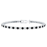 Prong Set Certified Lab Grown Black and White Diamond Tennis Bracelet