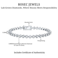 Certified Lab Grown Classic Round Diamond Bridal Tennis Bracelet