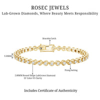 Certified Lab Grown Classic Round Diamond Bridal Tennis Bracelet